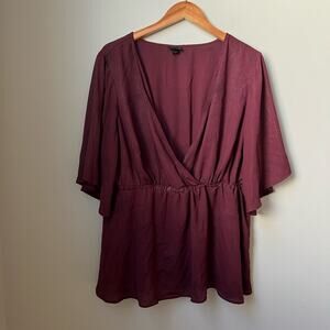 Torrid Burgundy Peplum Blouse Top Size 2